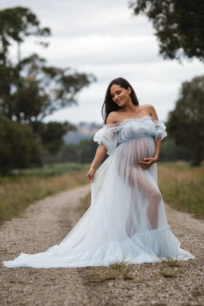 long sleeve off the shoulder maternity dress​