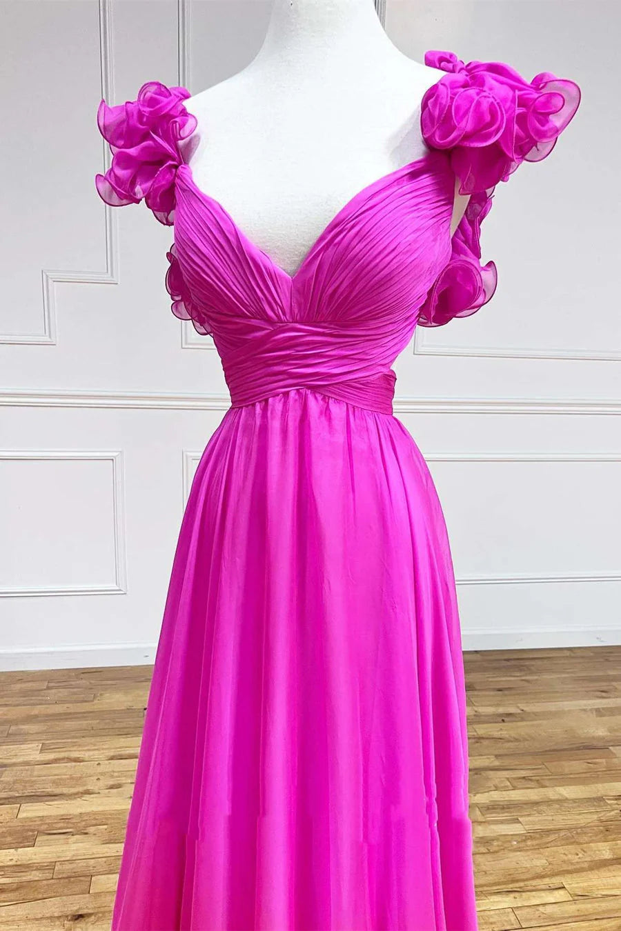 Ruffles chiffon prom dress