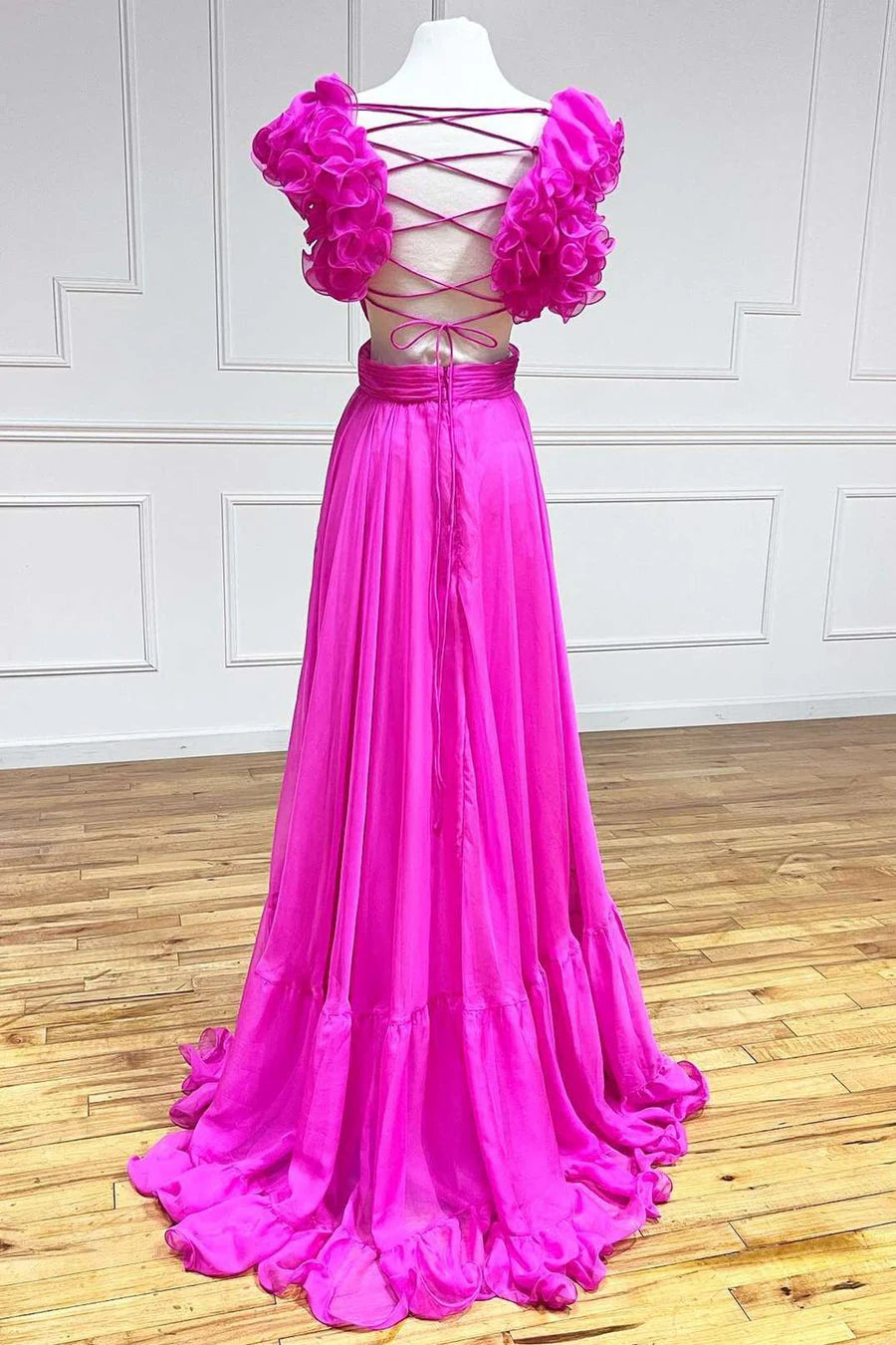 Lace-Up Long Prom Dress