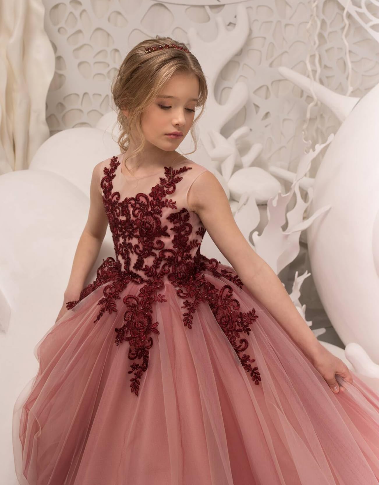 Sleeveless Tulle Ruffle Flower Girl Dress