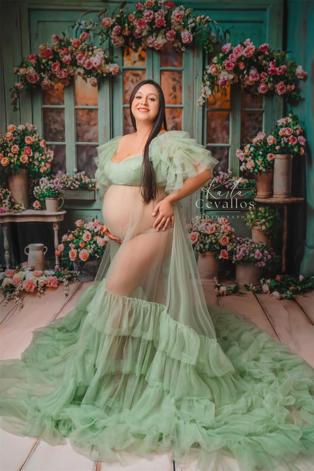 sheer maternity photoshoot dress