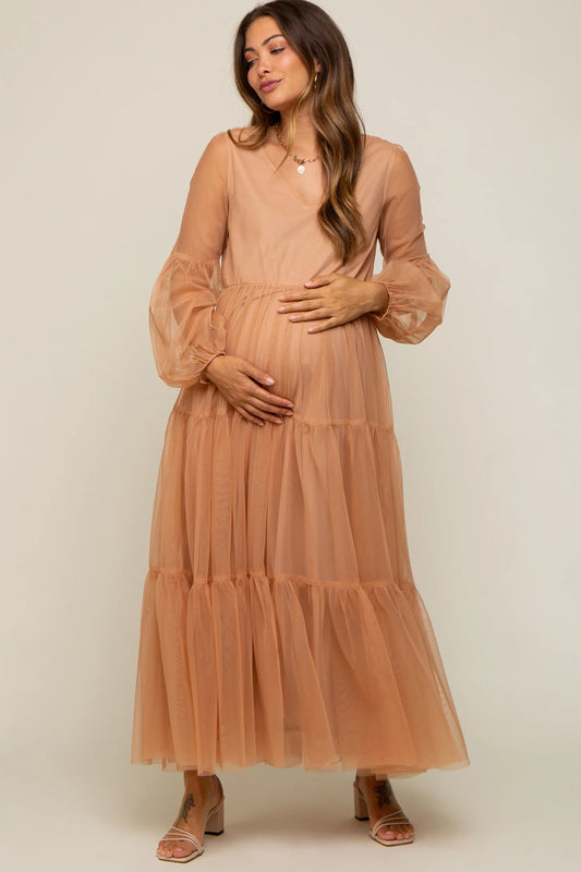 long sleeve maternity gown