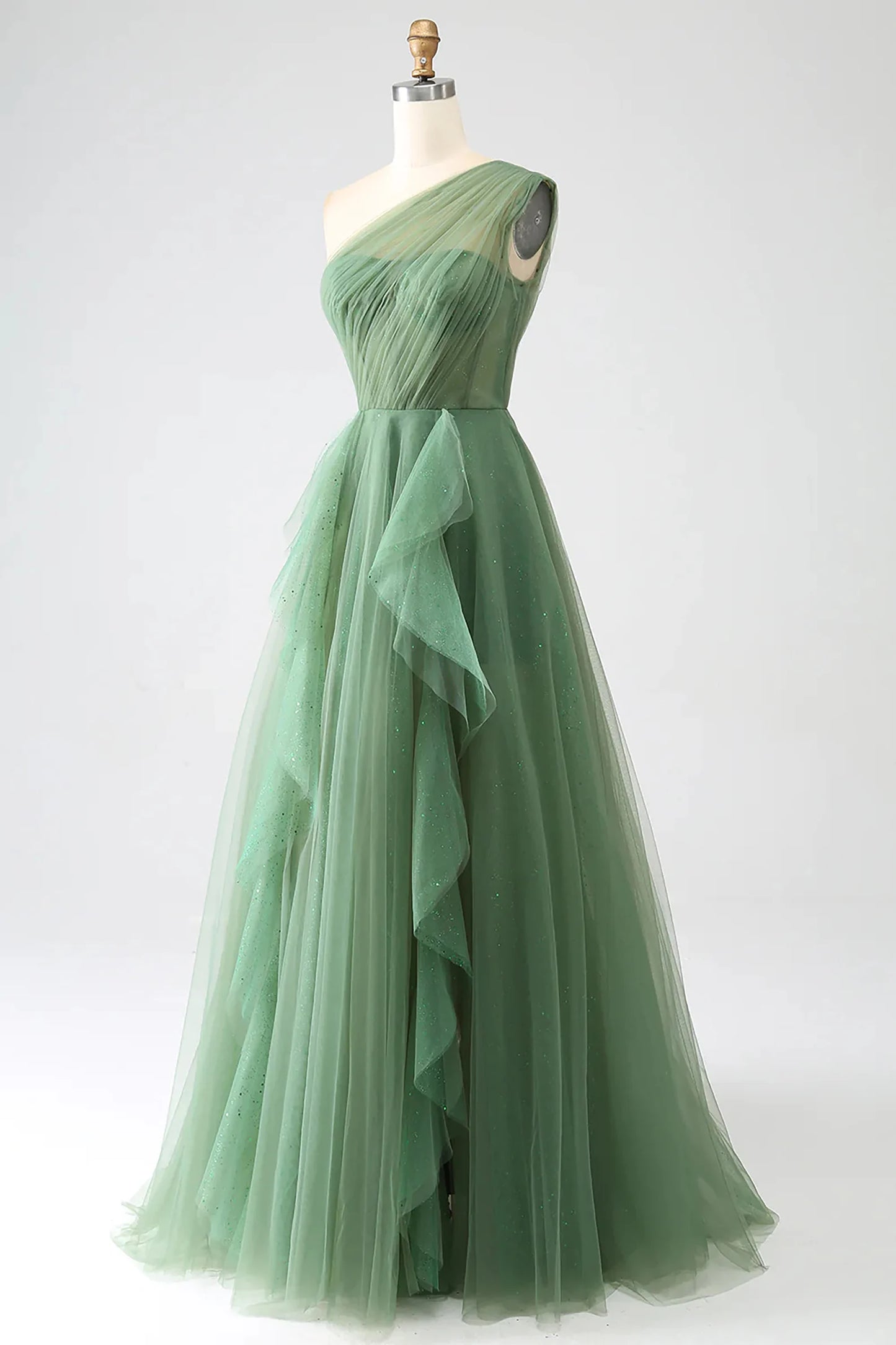 Dark Green Tulle Evening Dress Gown