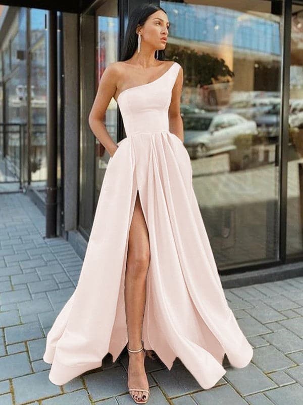 one shoulder prom dress