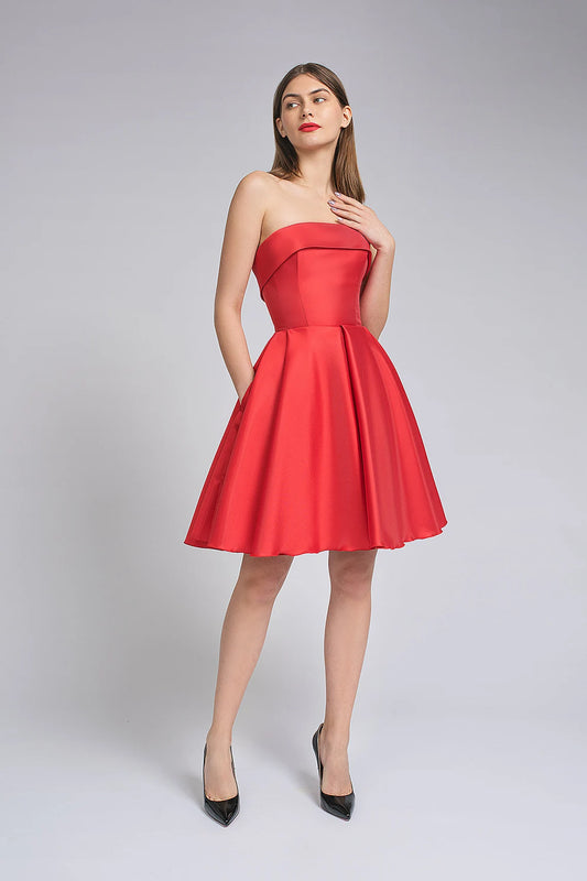 Red short cocktail dress