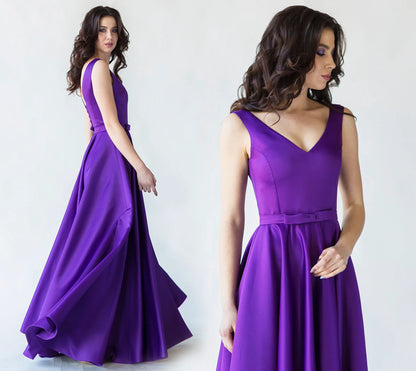 v neck long prom dress