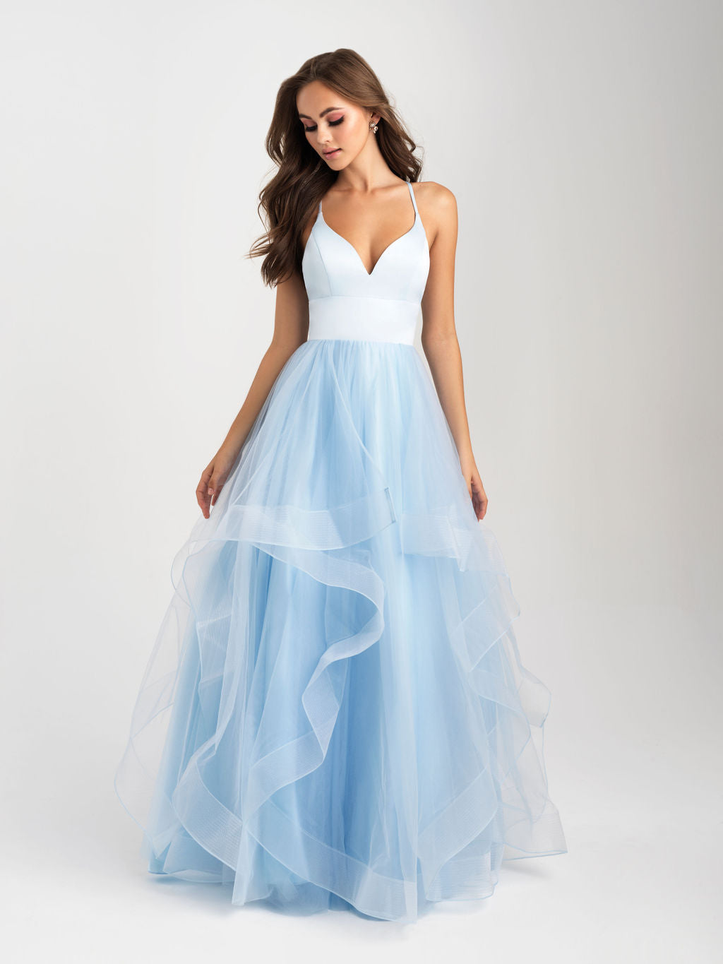 tiered ruffle tulle evening gown​