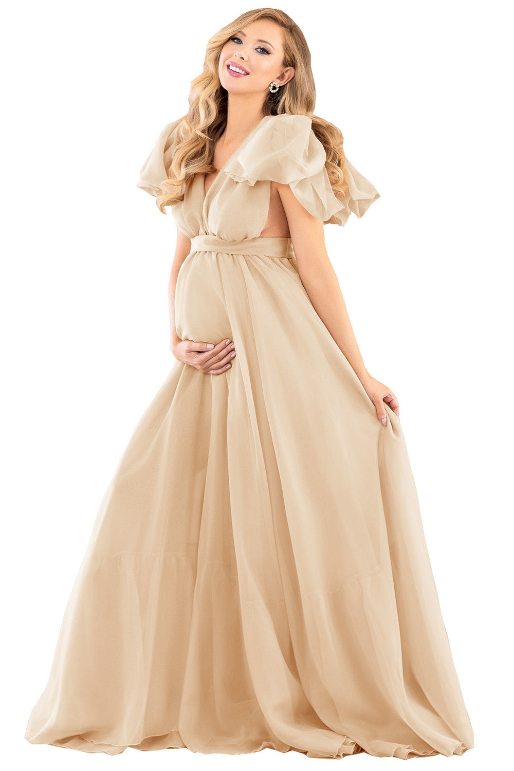 champagne maternity dress