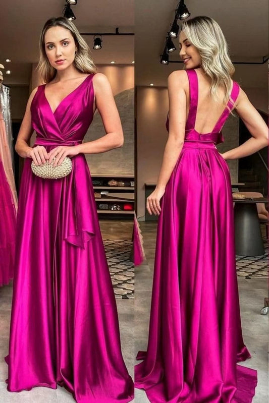 A-Line Satin Party Dresses