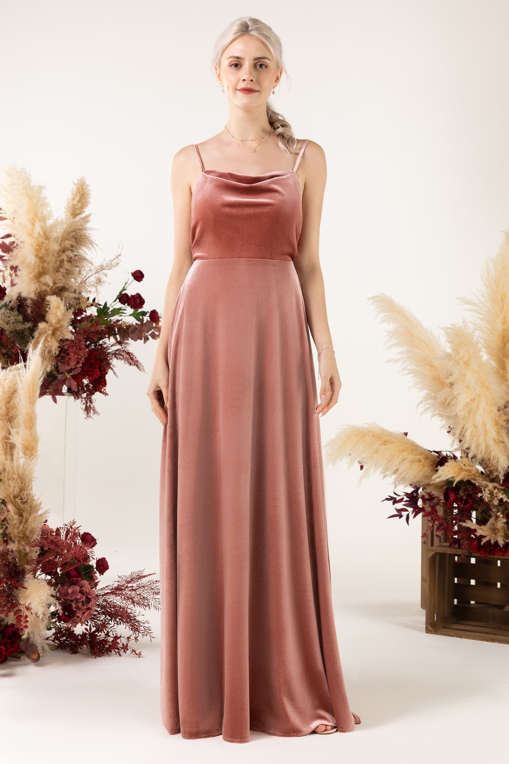 cowl neck bridesmaid dress