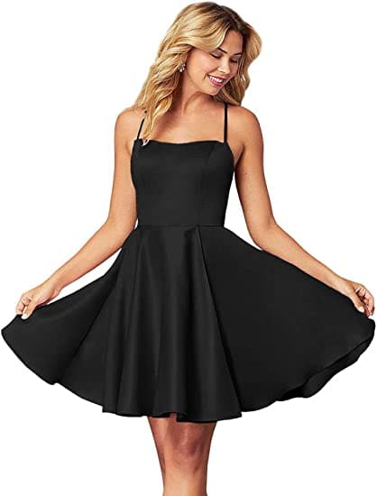 Short black cheap spaghetti strap dress