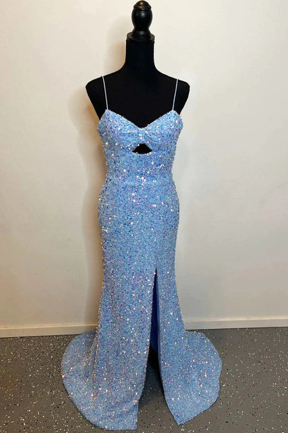 light blue sparkly prom dress