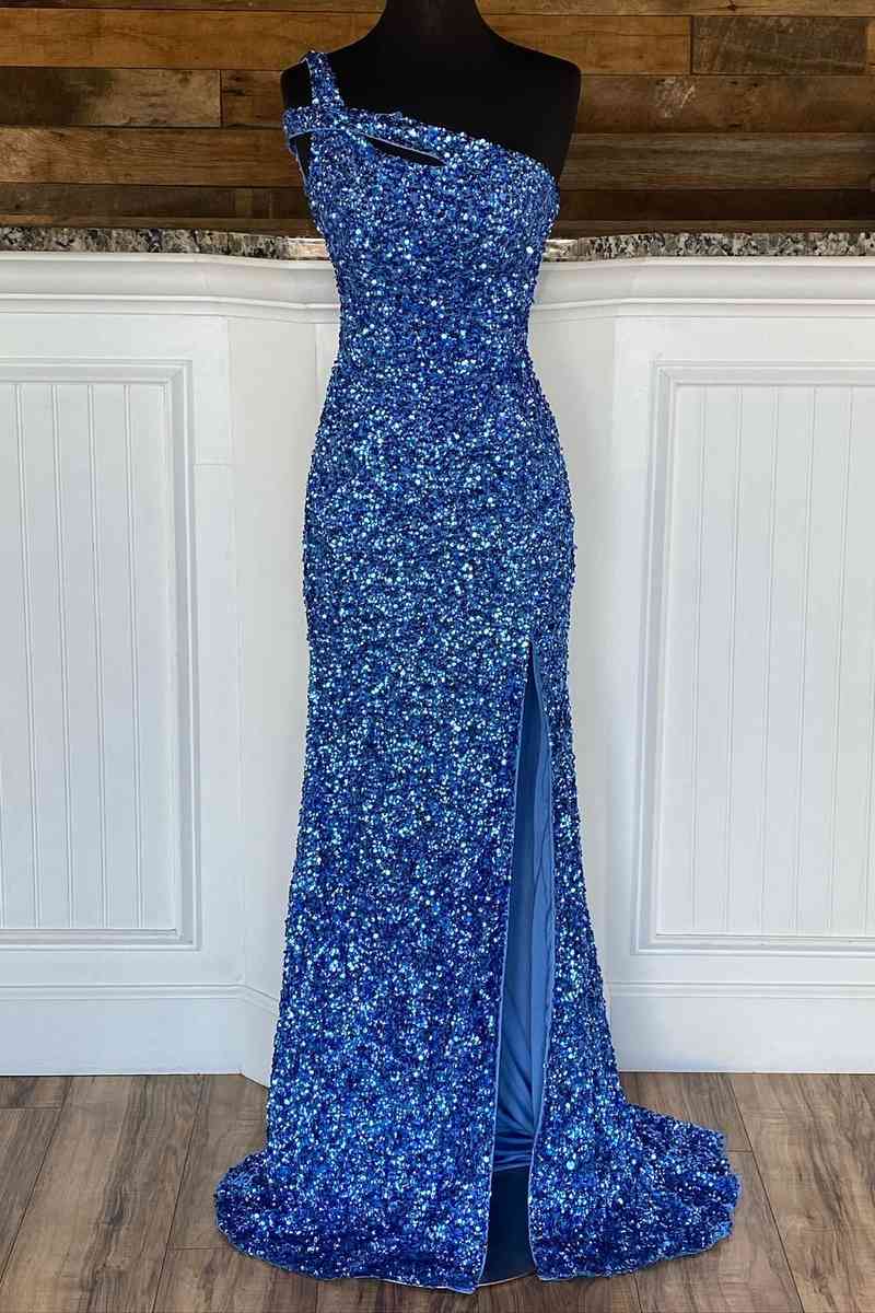 blue long prom dress