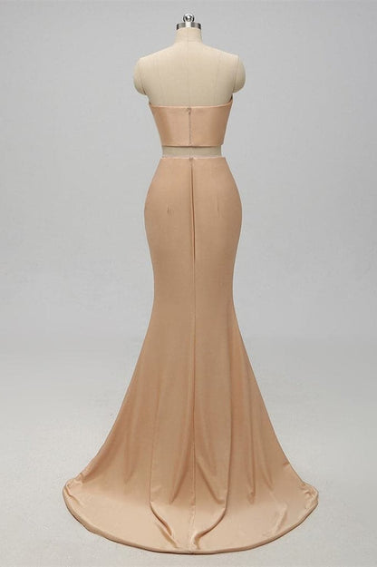 Two Piece Champagne Bridesmaid Dress VMB53