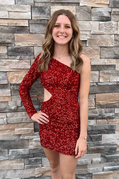 sexy Sequin red homecoming dress