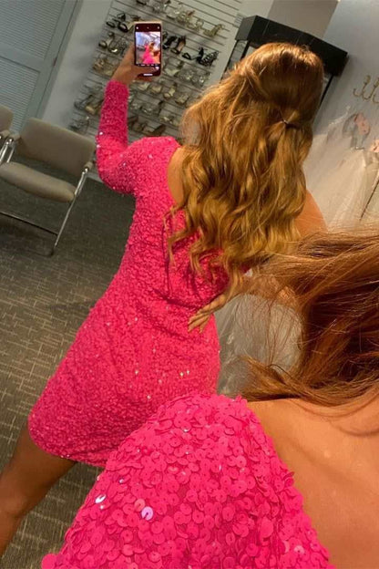one shoulder sequin prom dress