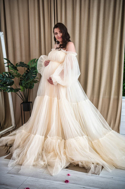 Champagne wedding pregnant dress