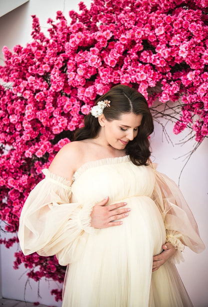 Champagne wedding pregnant dress