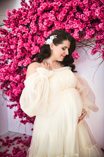 Champagne wedding pregnant dress