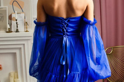 Royal blue tulle dress for Photoshoot