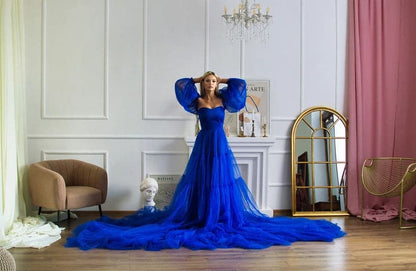 Robe en tulle bleu roi pour Photoshoot