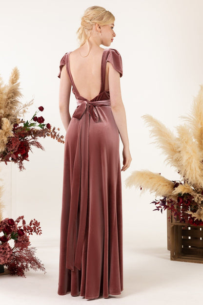 Floor Length Velvet Bridesmaid Dress VMB8