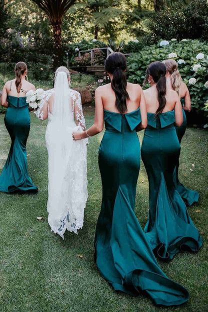 Strapless Green Mermaid Bridesmaid Dress VMB62