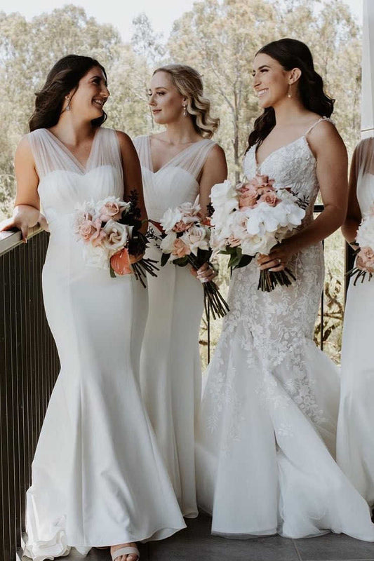 white bridesmaid dress