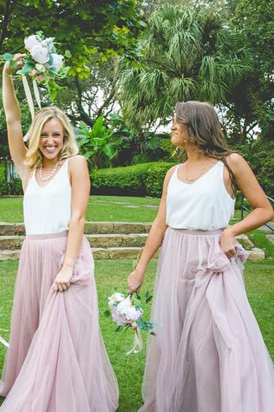 Two Piece Blush Pink Bridesmaid Dress VMB58