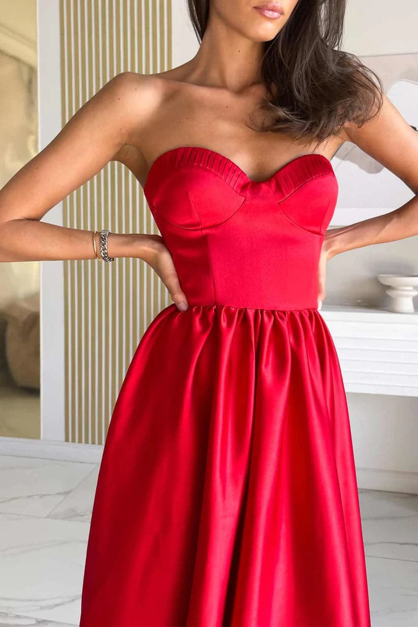 Satin A-line Prom Party Gowns