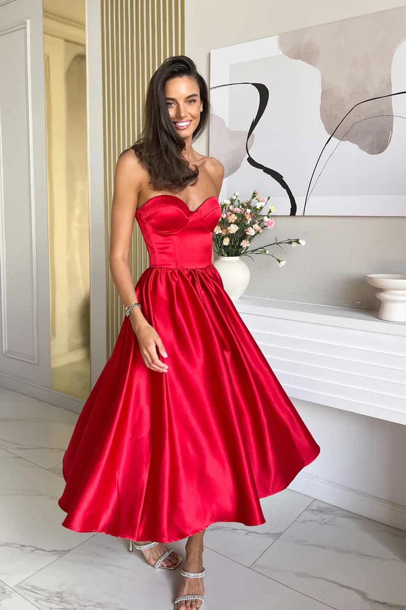 Satin A-line Prom Party Gowns